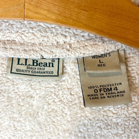 L.L. Bean Faux Suede Sherpa Lined Coat Jacket, Brown Button Up Women's Large - Picture 11 of 11